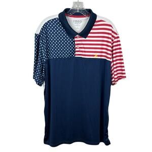 Izod Patriotic USA Flag Polo Shirt Men’s Large Red White Blue Golf Shirt Stars